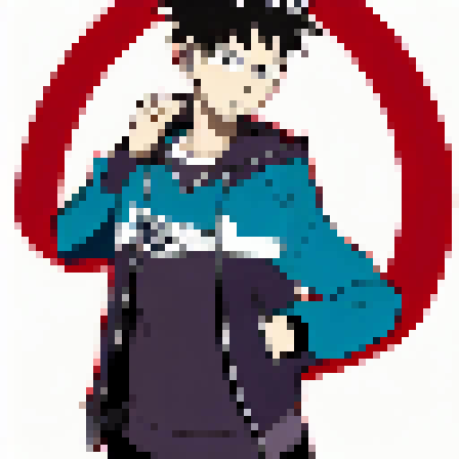 16-year-old male with straight hair, dressed in a red hooded jacket and jeans, staring into a gleaming gold cup on a rectangular pedestal with a black background, all rendered in Anime style.