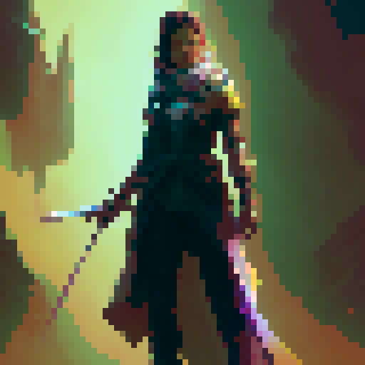 an attractive female protagonist picks up a healing staff in many shades of green