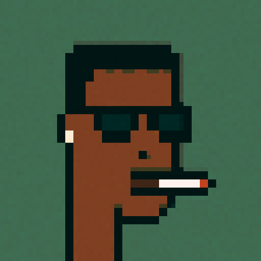 plain background (random color but not too bright). Crypto punk head (60% of the screen). Random skin color. Random hair style. Random glasses style (or no glasses). Random mouthpiece (or nothing). Random earpiece (or nothing). Pixel art. sRGB
