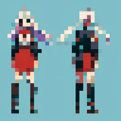 Give me a main character sprite sheet with up, down, left, and right facing character