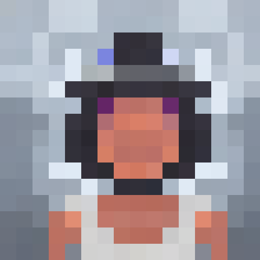 beautiful ethereal angel with chrome wings, flowing hair, and a serene expression, rendered in pixel art with crisp, defined lines and a vibrant sRGB color palette