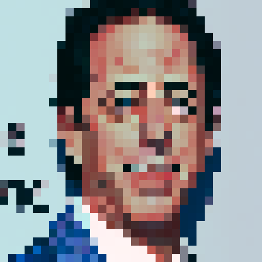 Jerry Seinfeld, iconic stand-up comedian, in a vibrant pixel art style with vivid sRGB colors
