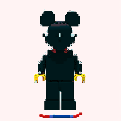 micky mouse, pixelated, LEGO, vibrant colors, blocky, square pixels, retro style, playful, sRGB