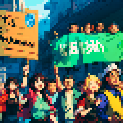 generate workers, including men and women, rallying for their rights
