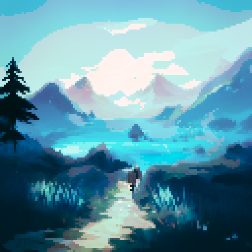 Lakeside, mountains, summer, sunshine, beautiful nature, fantasy 