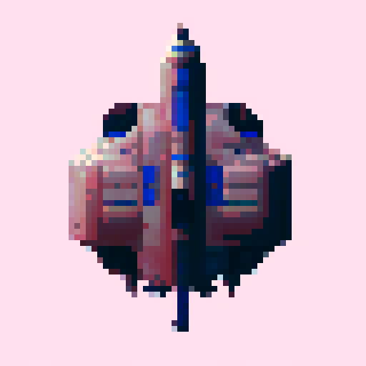 a transparent pure 2d sprite for a space game. It needs to look like the top view of a simple spaceship all by itself with the background transparent ,style of the 80s. The spaceship should not have any shadows.