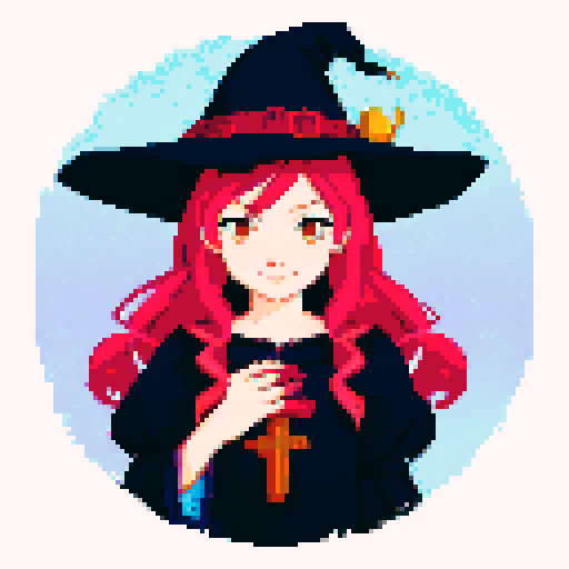 Young beautiful witch slightly facing right, with a whimsical and enchanting appearance.