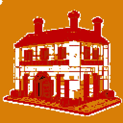 2d Red clay structure. Usable as an asset (clear, thick lines and a white background). Put a black stroke around the composition