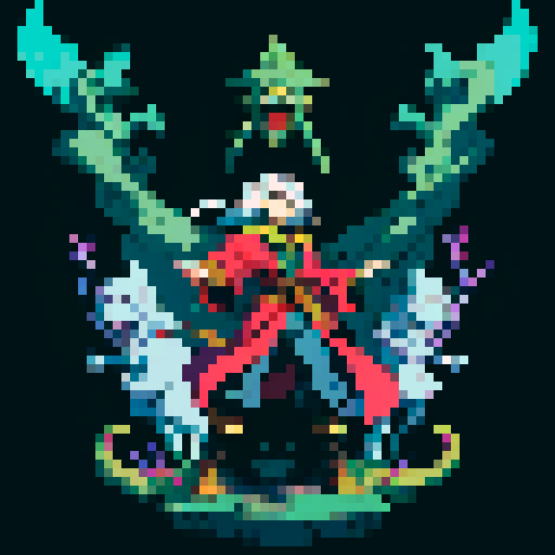 Full-body image of a wizard facing left ready to fight.