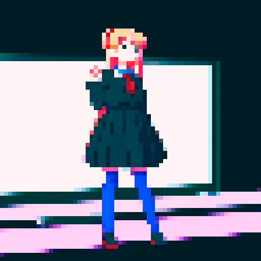 Anime girl extends her feet in stockings to the screen, delicate sRGB colors