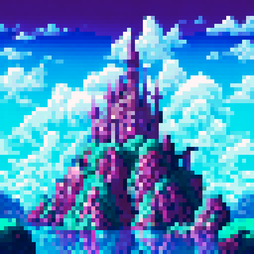 A purple landscape with a crystal castle, anime style