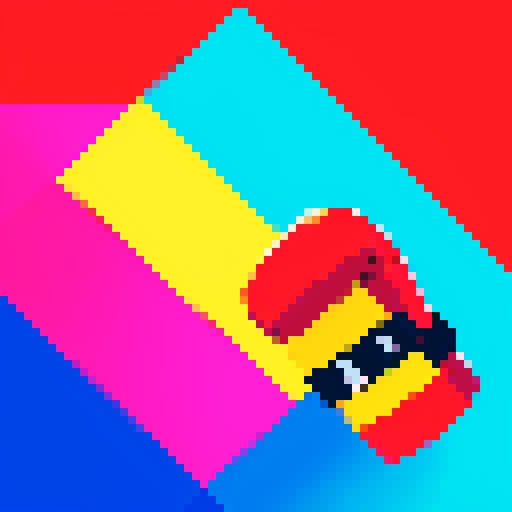 Pixel art, vibrant colors, retro style, a simple boxing glove with a cartoonish flair, sharp edges, sRGB