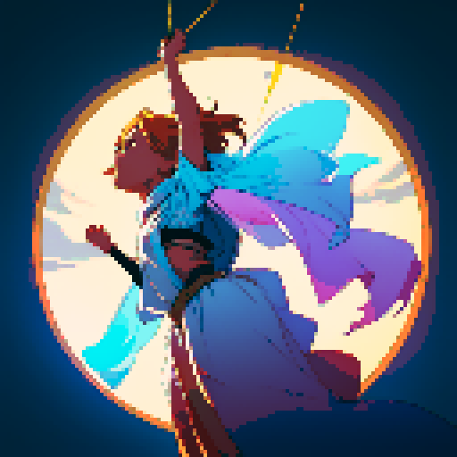 Hero slowly floats down from the sky inside a beam of holy light.