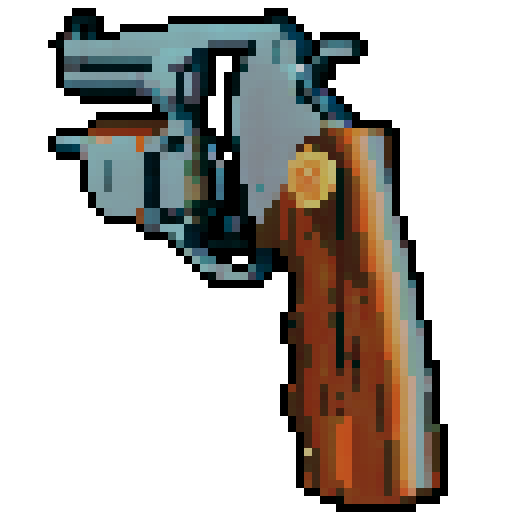 a revolver that is reloaded with a single blue bullet and is spun randomly