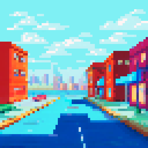 Empty parking lot with houses and buildings surrounding
