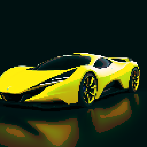Generate an image of a yellow futuristic car without any background. The car should have a sleek, aerodynamic design with smooth, flowing lines and a cutting-edge aesthetic. It should feature advanced lighting elements and a glossy, high-tech finish. The design should exude innovation and speed, embodying the essence of a high-performance vehicle from the future.