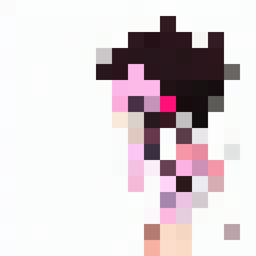 Pink-haired anime girl leaps through a vibrant, neon-lit metropolis teeming with monumental skyscrapers and bustling crowds.