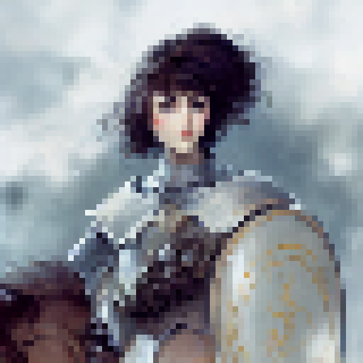 European girl face, sexy female knight