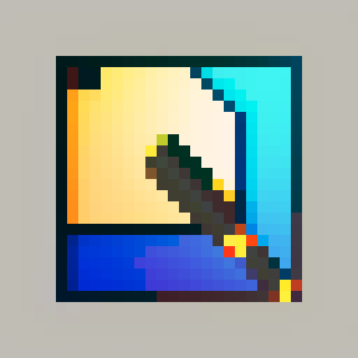 Art paintbrush with paint on the tip only, 32x32 badge style, bold black outline, sRGB colors