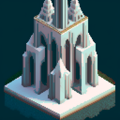 large, majestic, white marble Wizard Tower, detailed hex map Wizard Tower icon, intricate pixel art