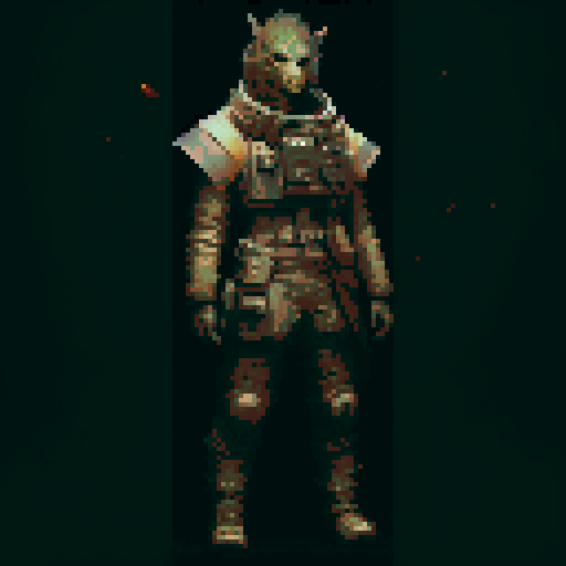 young frail fighter scavenger, pixel art, fantasy apocalypse