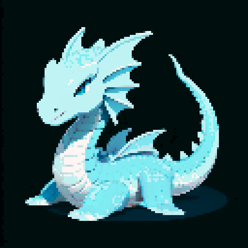 A massive dragon with smooth, aqua-blue scales and long, flowing fins. It has a calm, serene expression and eyes that resemble the deep ocean. Its body is streamlined for swimming, and it has a graceful, majestic presence. No background.
