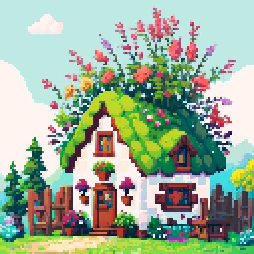 cute cottage pixel art style