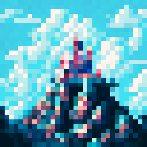 Golden armored knight galloping through a misty, moonlit forest, with towering trees and a castle in the background, all depicted in vibrant sRGB pixel art style