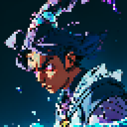 create a water element dark skinned bulky wizard with an amethyst and water inspired color palette. I need the wizard to look very intimidating.