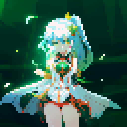 Asuka, fiery red hair, intense gaze, pixel art, vibrant colors, dynamic pose, sRGB