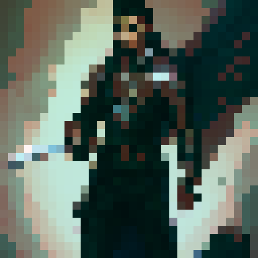 Medieval boy in chainmail armor, wielding a gleaming sword all drawn in a classic 16-bit pixel art style