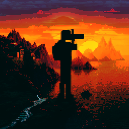 sRGB, pixel art, background, landscape, vibrant colors, futuristic cityscape, abstract patterns, natural elements, serene waterfalls, bustling marketplaces, majestic mountains, starry night skies, dreamy sunsets, whimsical forests, geometric shapes, minimalist architecture, surreal landscapes