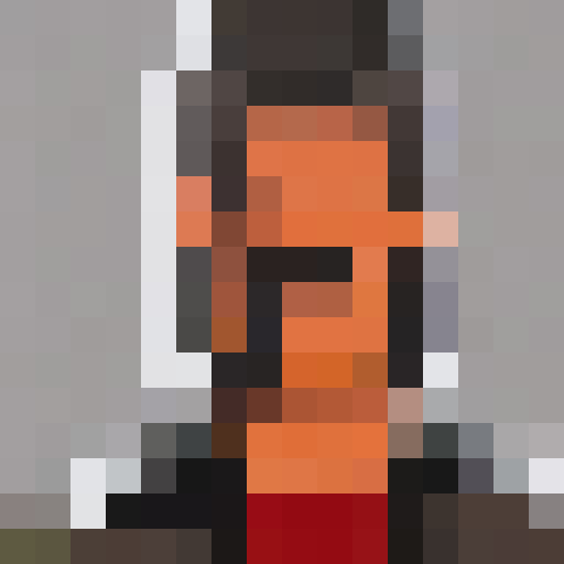 Create a profile picture of a man with black hair shaved on the sides of his head, long and tied on top, featuring a thick black beard and a black hoop earring in his left ear. The man is shown from the chest up, wearing a dark gray T-shirt and a black denim vest. The background is acid green tone