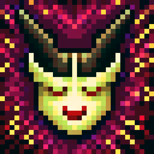 A small demonic creature with tiny horns and bat-like wings, dark red skin, and glowing yellow eyes. It has a mischievous grin and a long, pointed tail. No background.