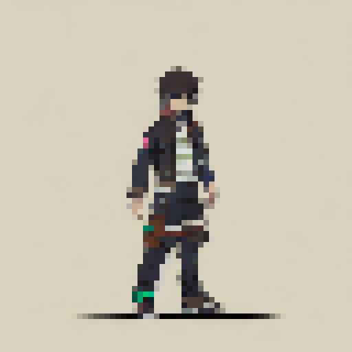 Fierce and determined Eren Yeager sprite made with aseprite