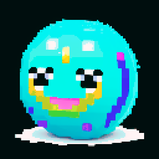 A larger, dazzling slime with a body made of semi-transparent, glittering gemstones. It has bright, sparkling eyes and a joyful smile, with light reflecting off its facets. No background.
