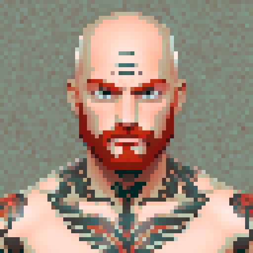 man redhead bald tattoos