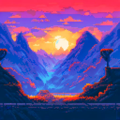 archer, mage, warrior, standing edge of hill, beautiful mountains and backlight sun behind