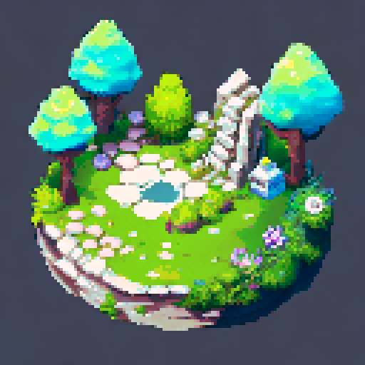 Tree, rendered in vibrant pixel art for a game asset in an earthbound style, png, white background, black outline