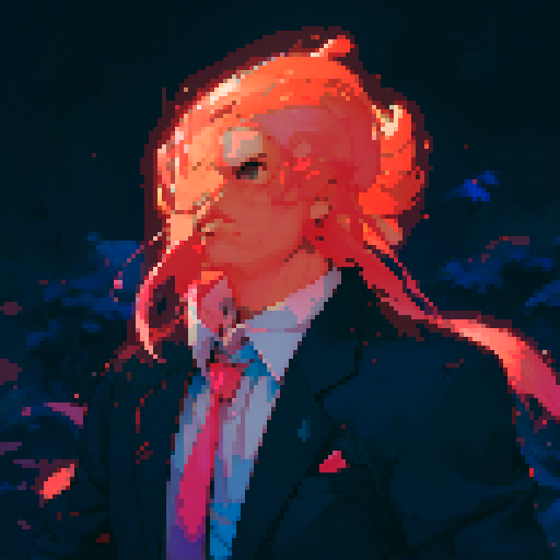 shrimp wearing a suit, vibrant colors, detailed pixel art