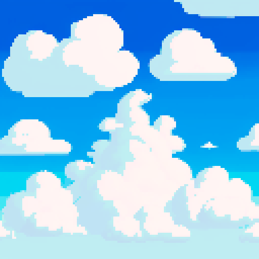 A sky full of fluffy clouds. The clouds should be simple. Image should be monochrome. 