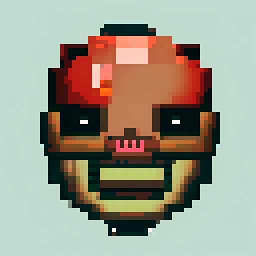 communist zombie game enemy, red eyes, communist star on forehead, pixel art