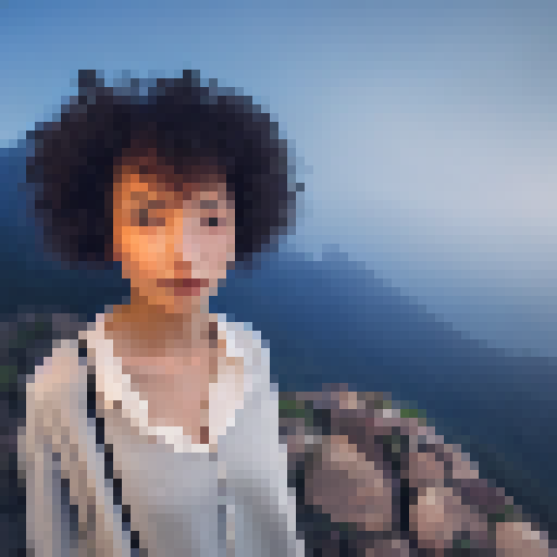 a 20 years old black hair girl, in front of a spherical shape villa , on top of the rocks, at foggy spring day, highly detail, super realistic, dramatic colors, magical lighting