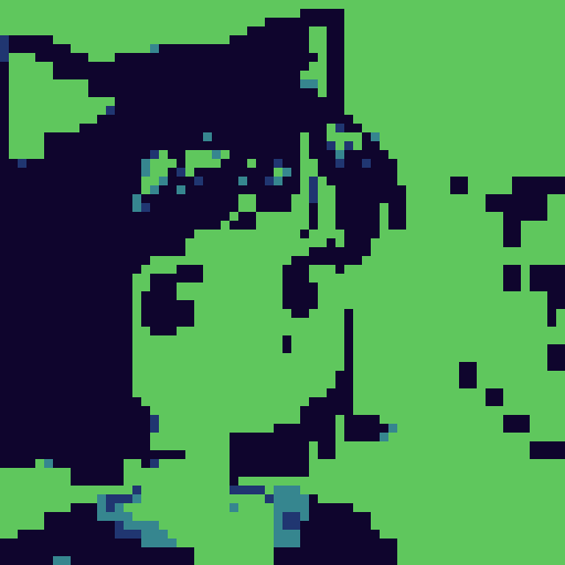 simple anime girl, short hair, pixel art, old computer screen style, sRGB