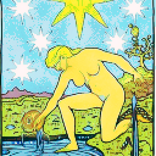 The tarot card The Star in an aquatic style featuring a queen mermaid with a crown in a medieval dark style, surrounded by glowing starfish underwater. The scene should be illuminated by ethereal star-like lights, symbolizing hope and clarity. The crown should shimmer with starlight, enhancing her majestic presence