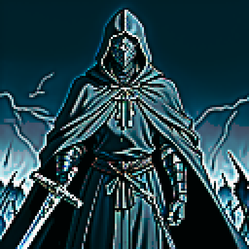 A knight wearing a helmet, holding a blasphemous sword
Requirement 1: Blasphemy Holy Sword: A super large sword made of gray black metal with extremely strong demon guiding ability, which remains extremely sharp to this day. The sword body flowed with disgusting viscous liquid and flickered with a faint soul fire.
Requirement 2: Add a cloak to the back, preferably a worn black cloak.