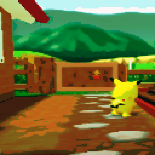 Front yard of house, small pikachu
