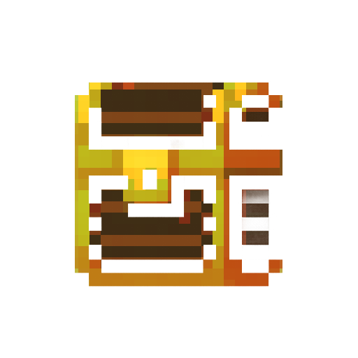 treasure chest icon, 32x32 pixels, minecraft style, dark brown wood with golden lock, thick black outline, simple pixel art, flat colors