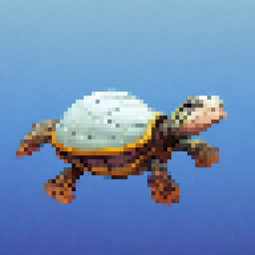 Cartoon turtle with robotic shell