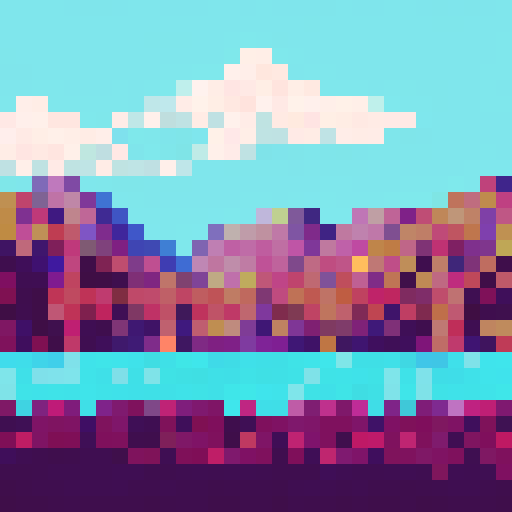 Golden Gate Bridge, Palace of Fine Arts, sRGB, pixel art, background, landscape, vibrant colors, detailed architecture, intricate patterns, geometric shapes, serene atmosphere, sunset hues, shimmering water, towering structures, symmetrical composition, retro aesthetic, nostalgic vibes, iconic landmarks